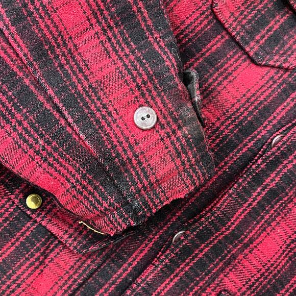 True Vintage 40s 50s Woolrich 501 Mackinaw Hunting Jacket Red Black Plaid Talon - Picture 12 of 16